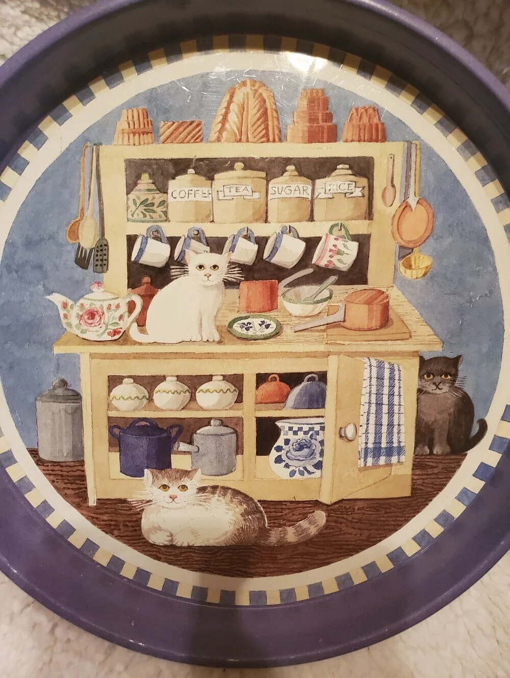 Vintage Pat Albeck Cats Round Serving Cake Tin Made by J Luber